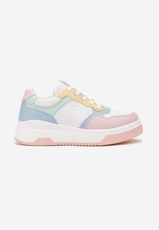 Biało-Różowe Sneakersy na Grubej Podeszwie Lessa 3