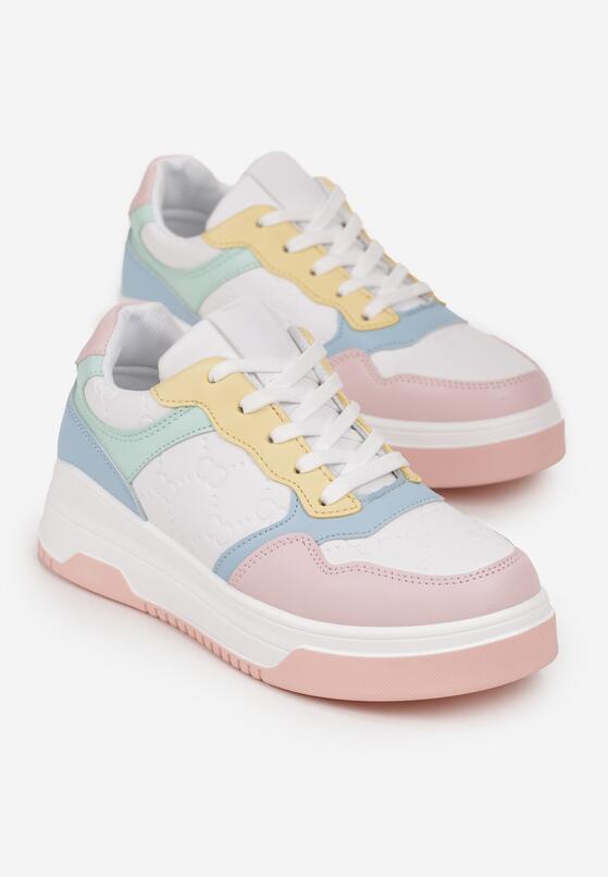 Biało-Różowe Sneakersy na Grubej Podeszwie Lessa 4