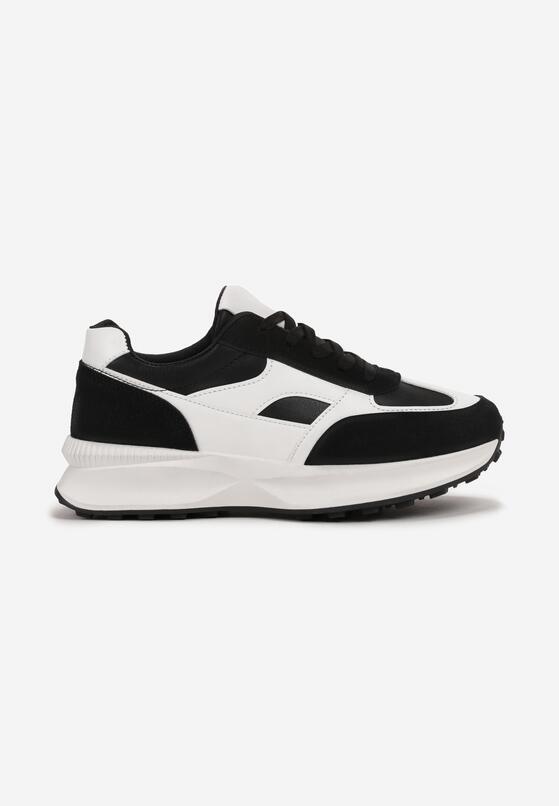 Czarne Sneakersy na Grubej Podeszwie z Modnymi Wstawkami Amonia 3