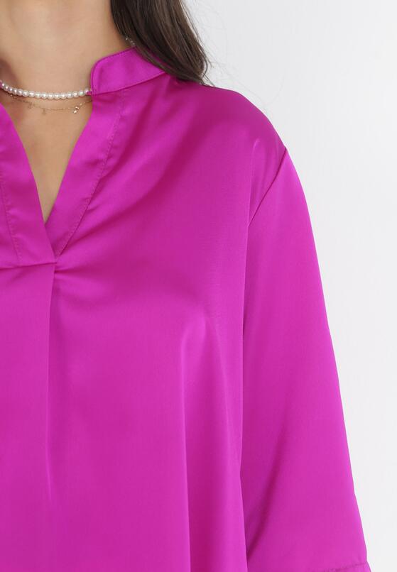 Ciemnoróżowa Bluzka z Dłuższym Tyłem i Podpinanymi Rękawami Rohia 5