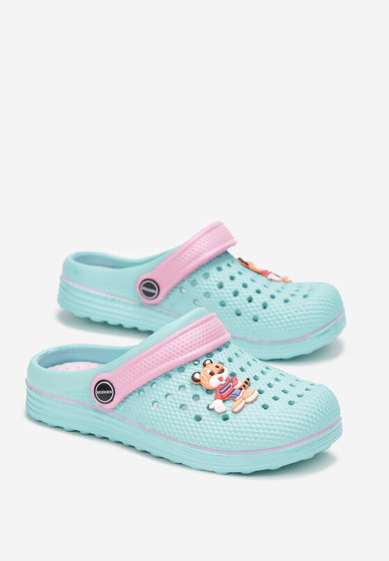 Papuci Verde cu roz 1