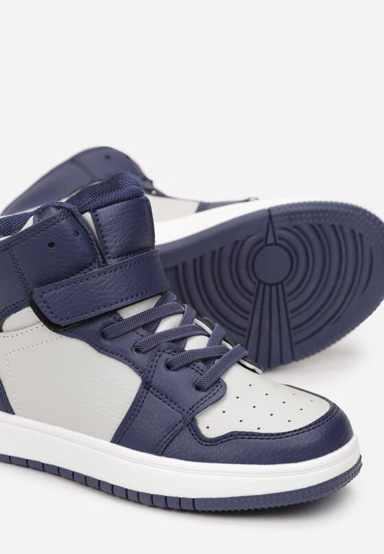 Niebieskie Buty Sportowe z Cholewką za Kostkę i Rzepem Mancy 3