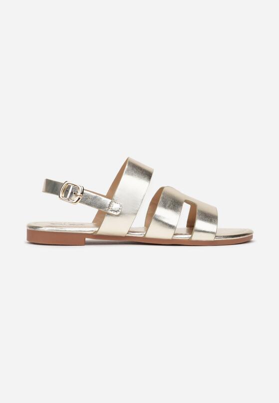 Złote Sandały Rzymianki na Płaskiej Podeszwie Hilisa 3