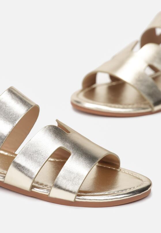 Złote Sandały Rzymianki na Płaskiej Podeszwie Hilisa 5