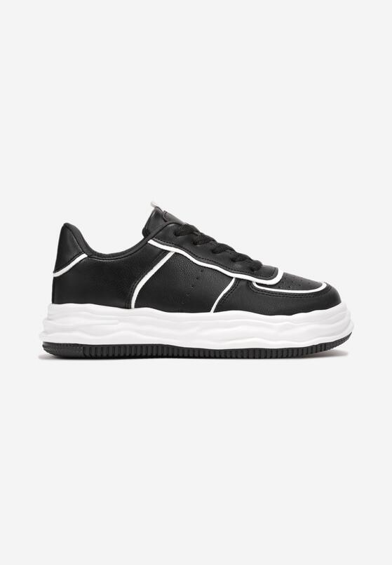 Czarne Sneakersy na Grubej Podeszwie z Modnymi Przeszyciami Persentha 3