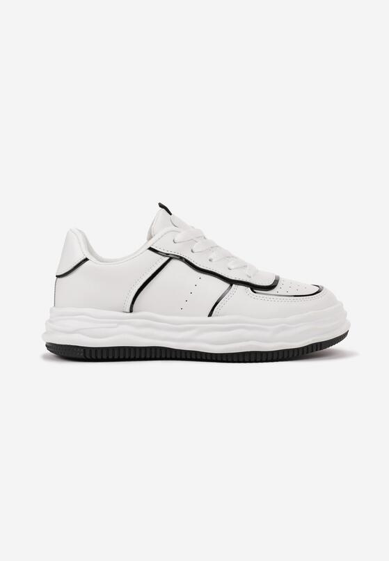 Białe Sneakersy na Grubej Podeszwie z Modnymi Przeszyciami Persentha 3