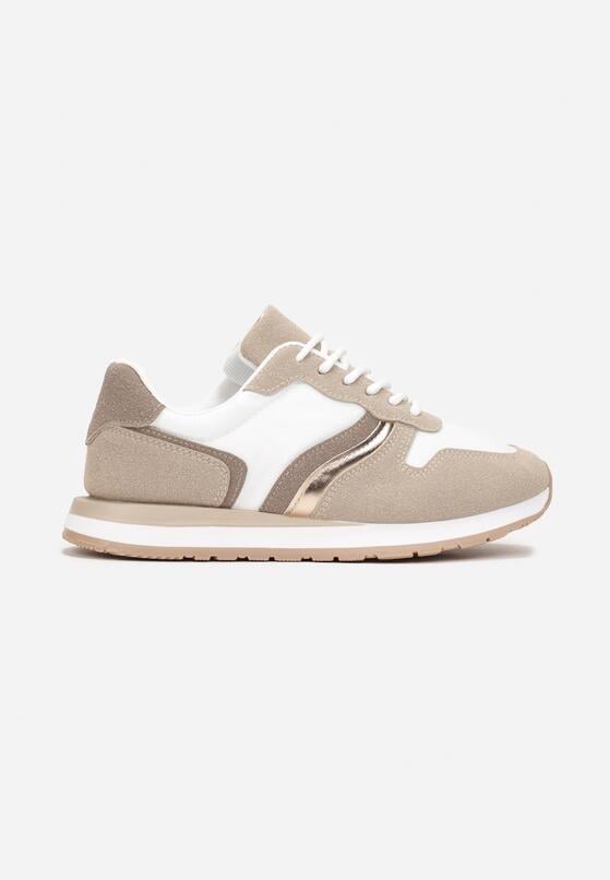 Ciemnobeżowe Sneakersy przed Kostkę z Wstawkami Flexita 3