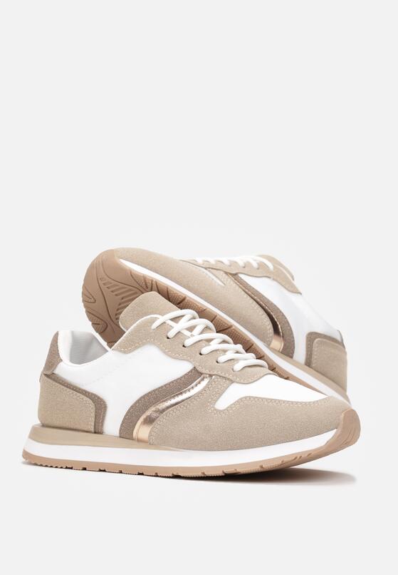 Ciemnobeżowe Sneakersy przed Kostkę z Wstawkami Flexita 4