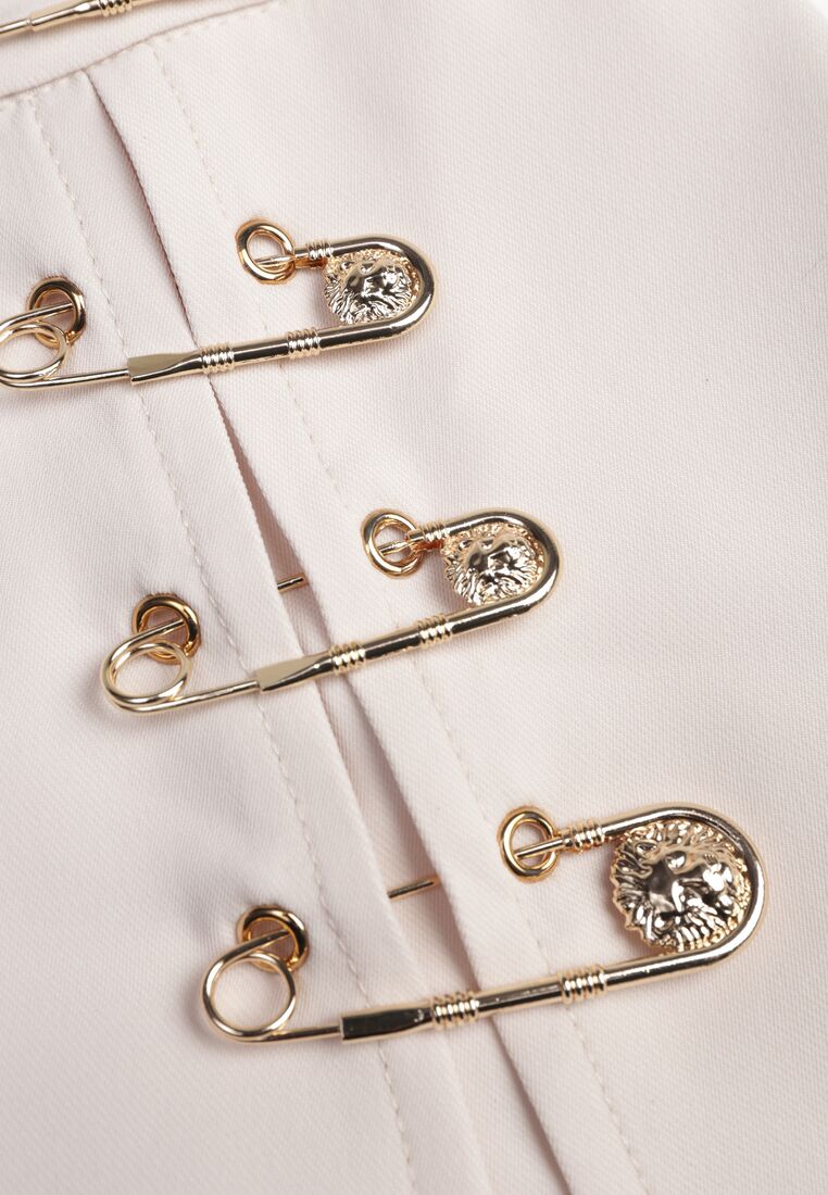 Beżowe Szorty Imitujące Spódnicę z Agrafkami Josellin 8