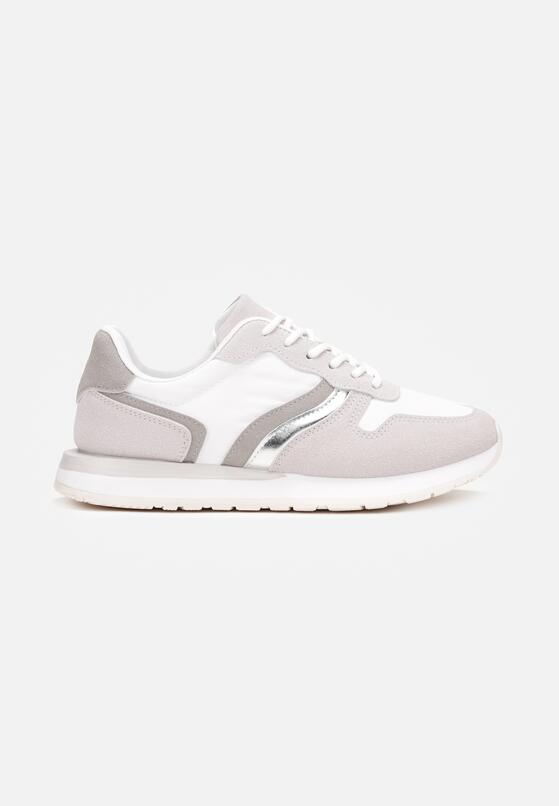 Biało Szare Sneakersy przed Kostkę z Wstawkami Flexita 3
