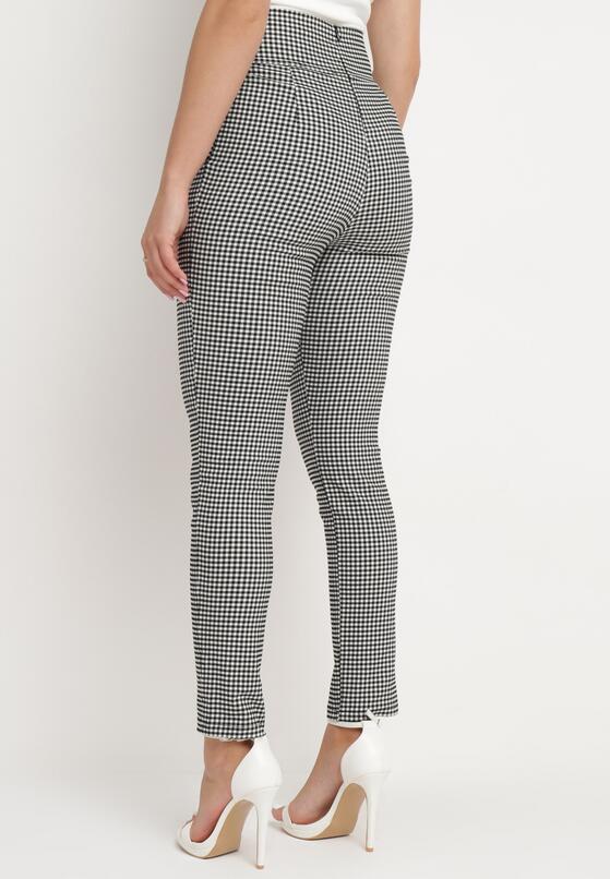 Biało-Czarne Spodnie w Pepitkę Typu Skinny z Wysokim Stanem Rivathies 3
