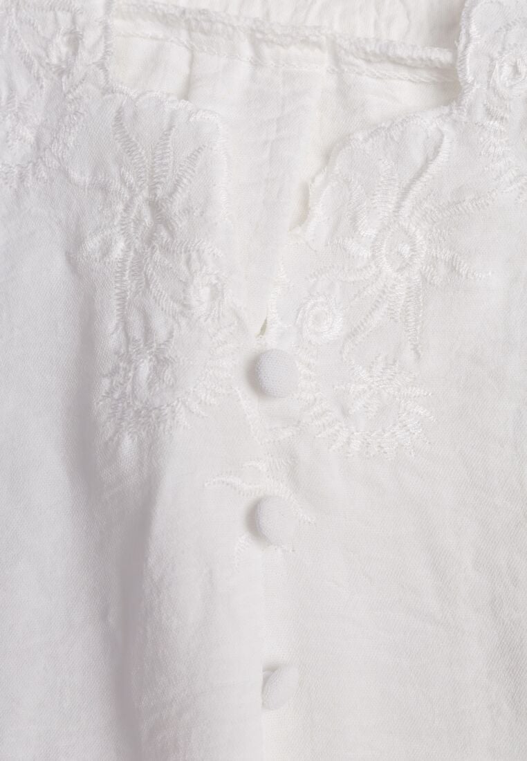 Biała Bluzka z Krótkimi Rękawami i Ozdobnym Haftem Emmania 8