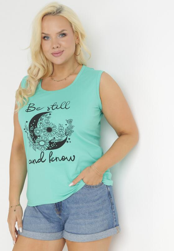 Zielony Tank Top z Nadrukiem i Okrągłym Dekoltem Irinka 2
