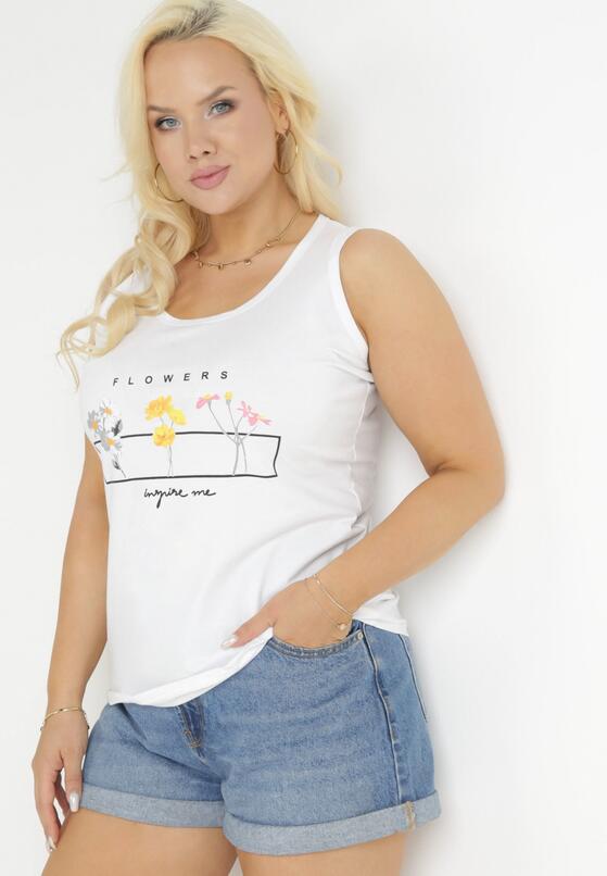 Biały Bawełniany Tank Top z Nadrukiem Liyla 1