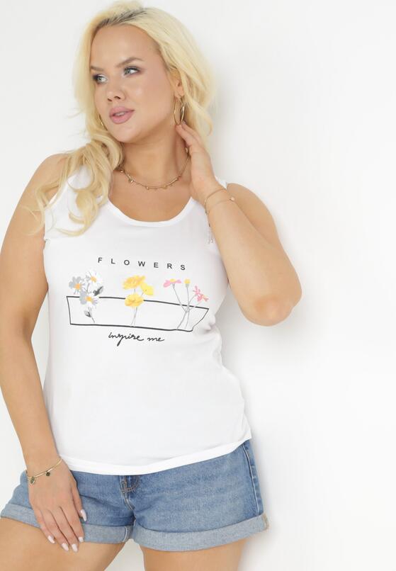 Biały Bawełniany Tank Top z Nadrukiem Liyla 4