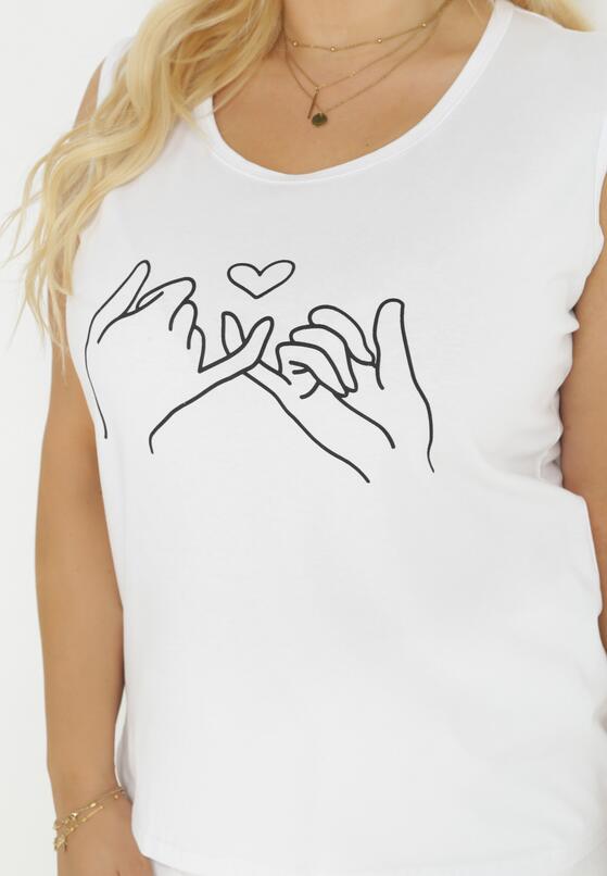 Biały Top z Ozdobnym Nadrukiem z Przodu Aralina 5