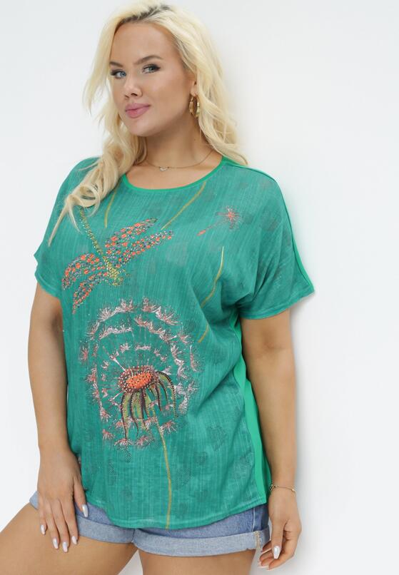 Zielony T-shirt z Nadrukiem z Cyrkonii Anatisa 2