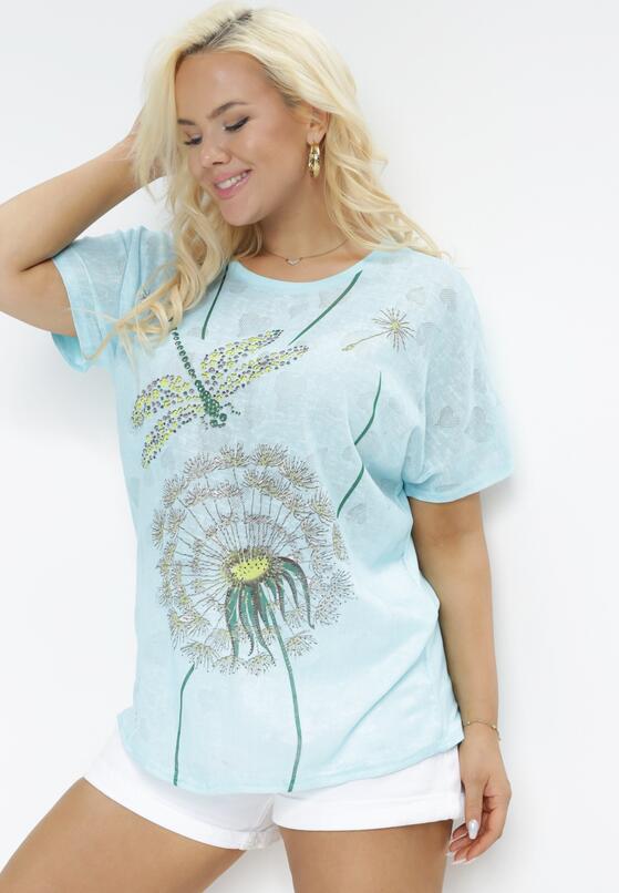 Jasnoniebieski T-shirt z Nadrukiem z Cyrkonii Anatisa 4
