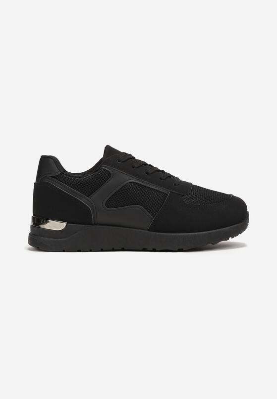Czarne Sneakersy przed Kostkę z Metaliczną Wstawką Nevata 3