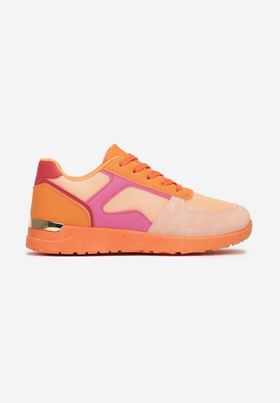Pomarańczowe Sneakersy przed Kostkę z Metaliczną Wstawką Nevata 3