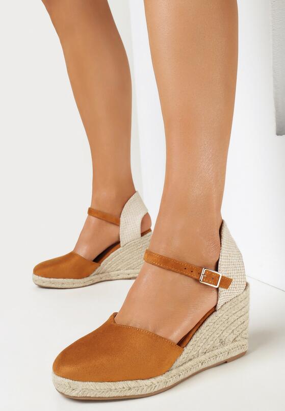 Brązowe Sandały w Stylu Espadryli na Koturnie Lealanie 2
