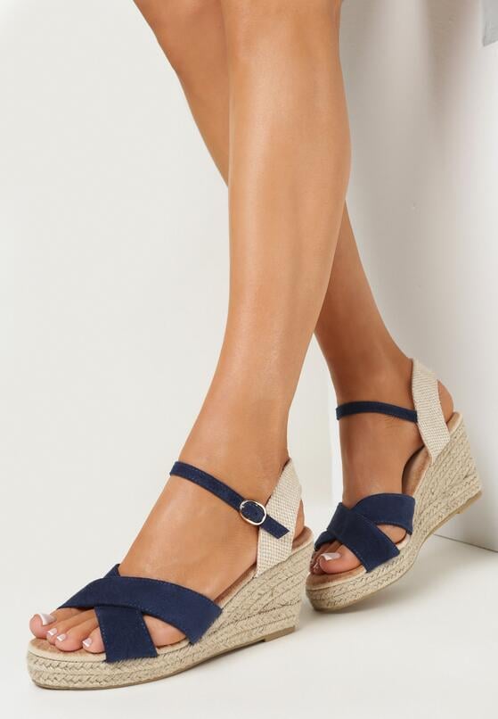 Niebieskie Sandały na Plecionym Koturnie Weritta 2