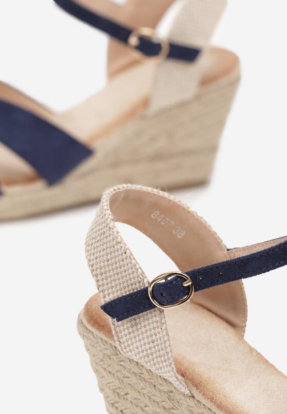 Niebieskie Sandały na Plecionym Koturnie Weritta 5