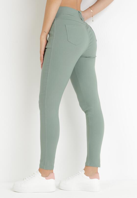 Zielone Spodnie Skinny z Wysokim Stanem Ninga 3