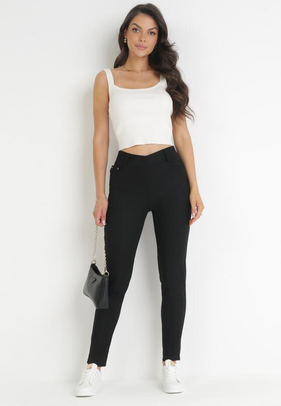 Czarne Spodnie Skinny z Wysokim Stanem Ninga 2