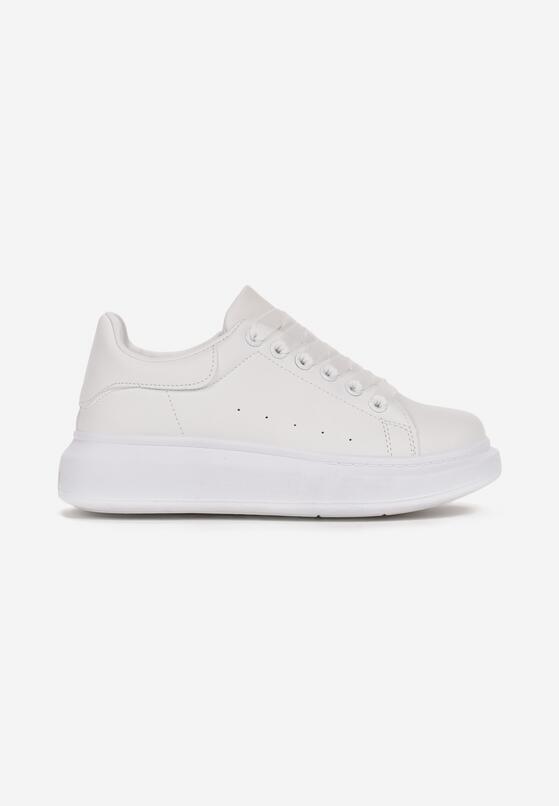 Białe Sneakersy na Grubej Podeszwie z Okrągłym Noskiem Naubrey 3
