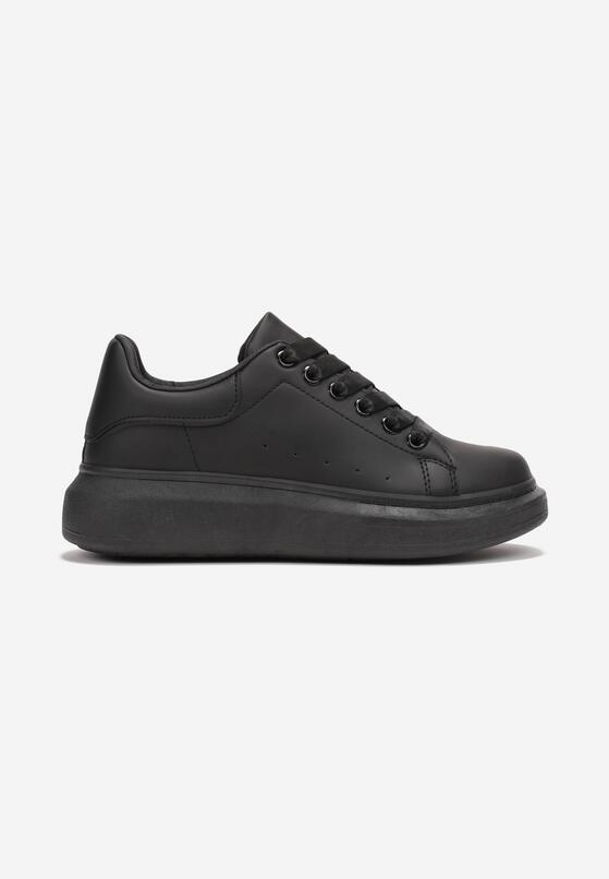 Całe Czarne Sneakersy na Grubej Podeszwie z Okrągłym Noskiem Naubrey 3