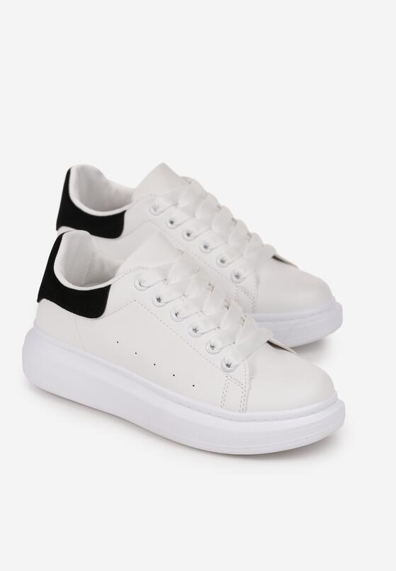 Biało-Czarne Sneakersy na Grubej Podeszwie z Okrągłym Noskiem Naubrey 4