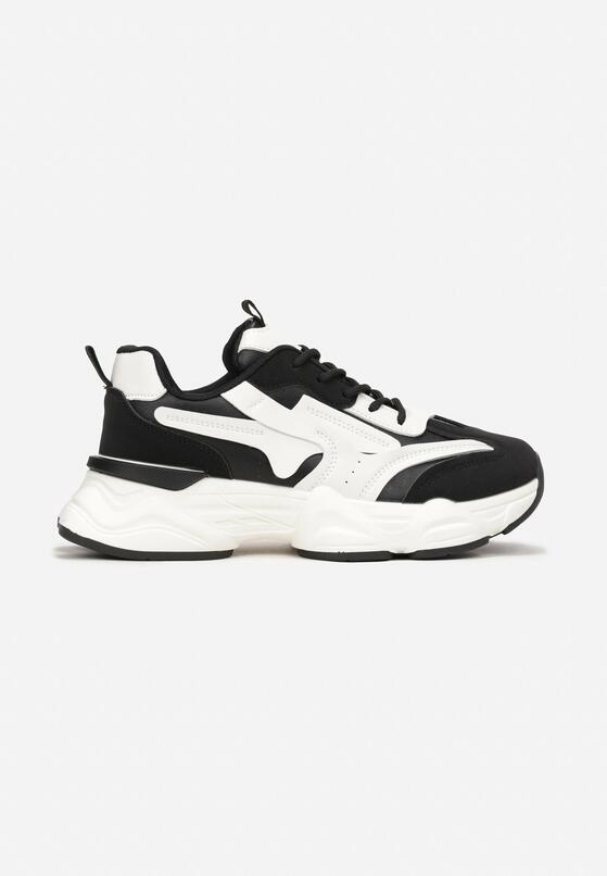 Czarne Sneakersy na Grubej Podeszwie z Ozdobnymi Wstawkami Hamaconi 3