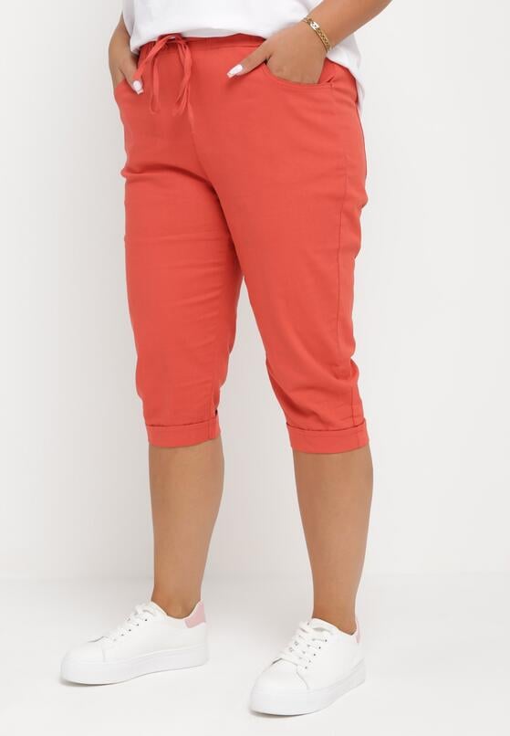 Czerwone Szorty za Kolano z Gumką w Pasie Benlle 1