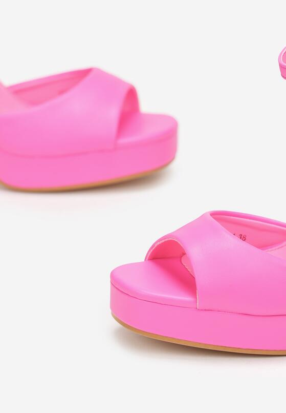 Różowe Sandały na Platformie i Słupku Malelle 5