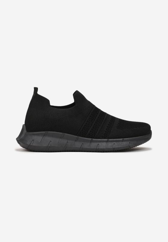 Czarne Buty Sportowe z Elastyczną Cholewką przed Kostkę Kranali 1