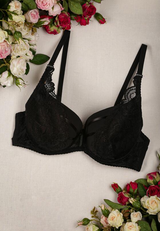 Czarny Biustonosz Full Cup z Koronką Fadette 1