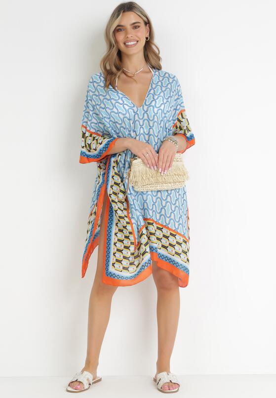 Niebieska Tunika z Jedwabiu i Wiskozy Wiliana 2