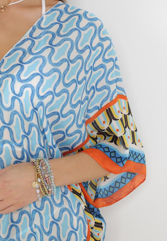 Niebieska Tunika z Jedwabiu i Wiskozy Wiliana 5