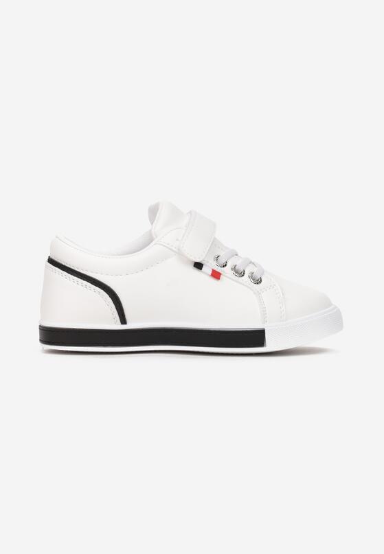 Biało-Czarne Buty Sportowe przed Kostkę z Rzepem i Ozdobnym Sznurowaniem Tasila 1