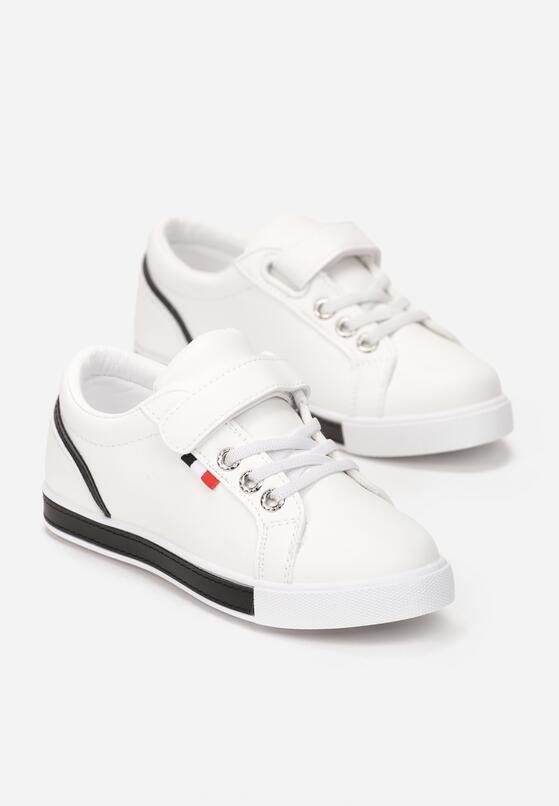 Biało-Czarne Buty Sportowe przed Kostkę z Rzepem i Ozdobnym Sznurowaniem Tasila 2