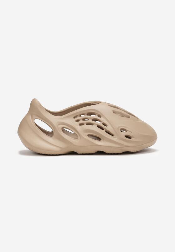 Ciemnobeżowe Piankowe Sneakersy na Płaskiej Podeszwie z Wycięciami Kanetia 3