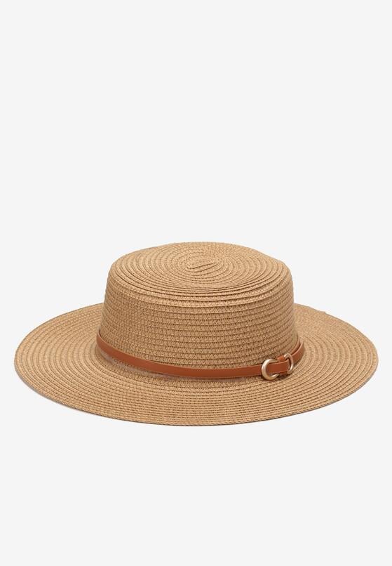 Beżowy Kapelusz Pleciony z Paskiem Ivelia 1