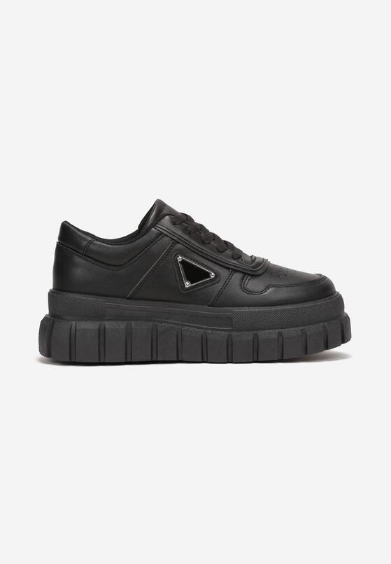 Czarne Sneakersy na Grubej Podeszwie z Perforacją Laky 3