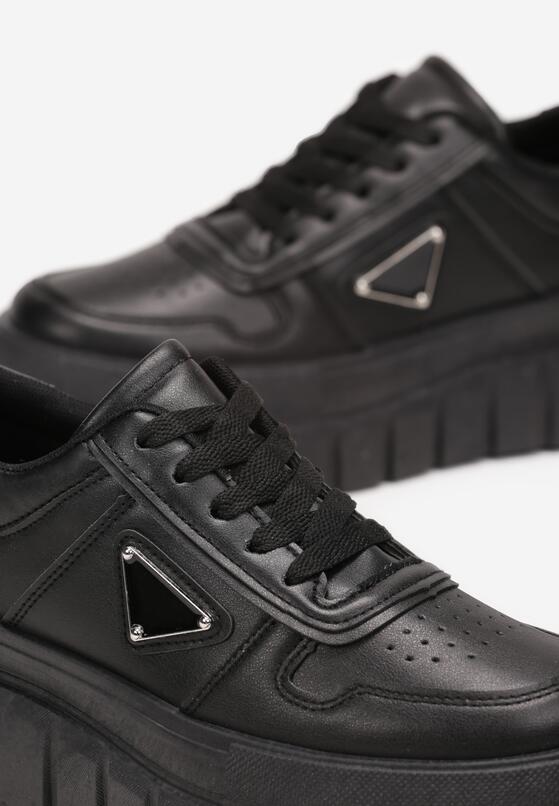 Czarne Sneakersy na Grubej Podeszwie z Perforacją Laky 5