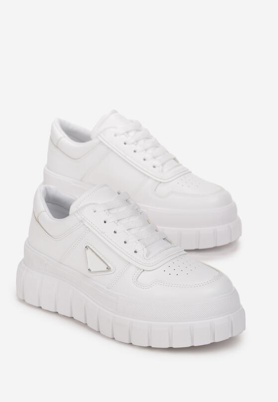 Białe Sneakersy na Grubej Podeszwie z Perforacją Laky 4