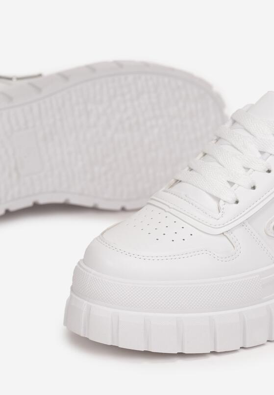 Białe Sneakersy na Grubej Podeszwie z Perforacją Laky 5