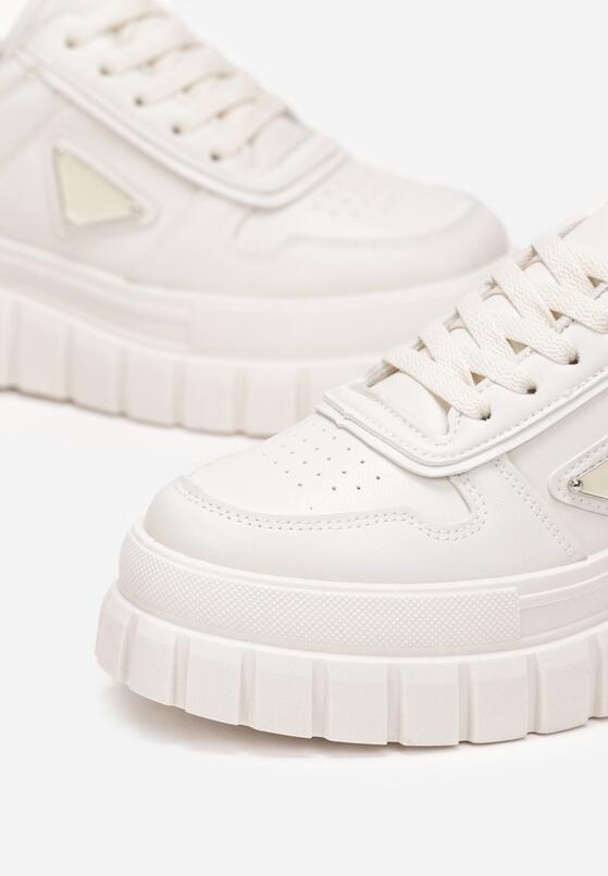Beżowe Sneakersy na Grubej Podeszwie z Perforacją Laky 5