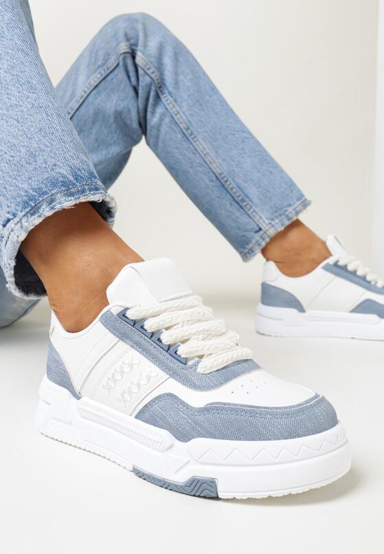 Niebieskie Sneakersy na Grubej Podeszwie z Przeszyciami Kamiya 1