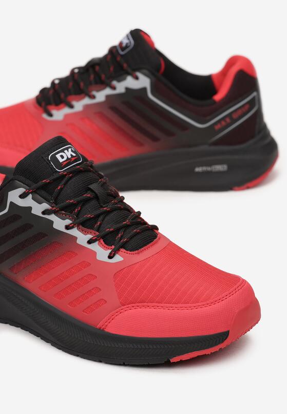 Czerwono-Czarne Sznurowane Buty Sportowe z Ozdobnymi Wstawkami Po Bokach Ninoite 3
